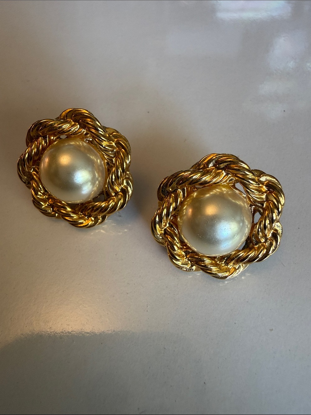 Vintage gold plated Napier Faux clip twist on earrings Women Jewelry